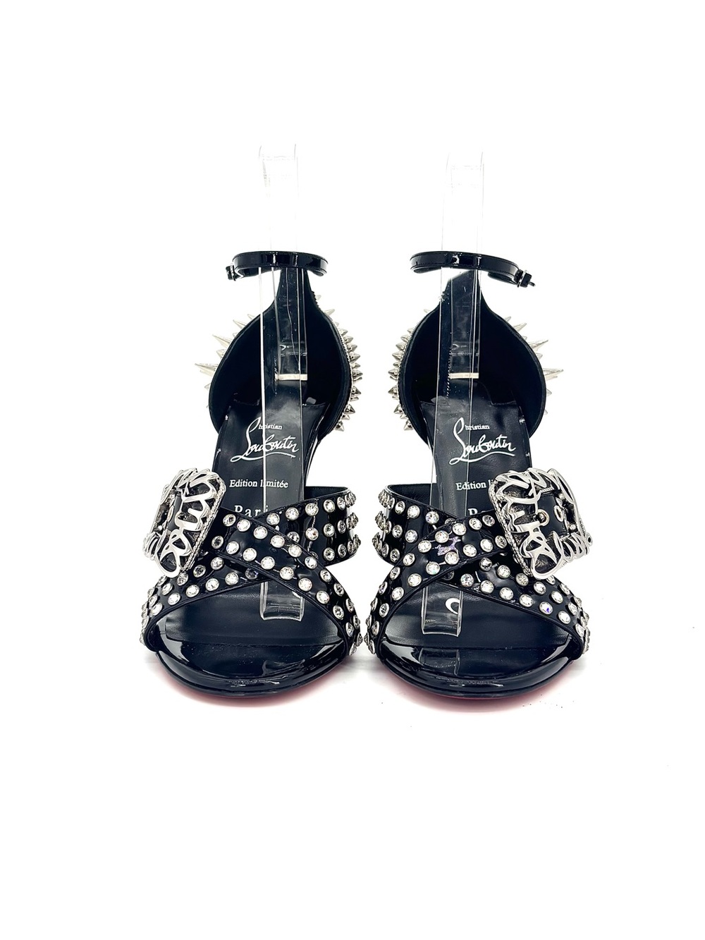 Christian Louboutin Wosandal Pic 100 Silver Spike High Heel Sandals 38.5 - Picture 2 of 9